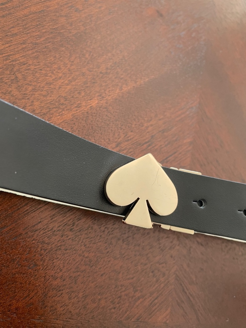 kate spade Black Leather Belt with Gold Heart Buckle Accent - Picture 2 of 5